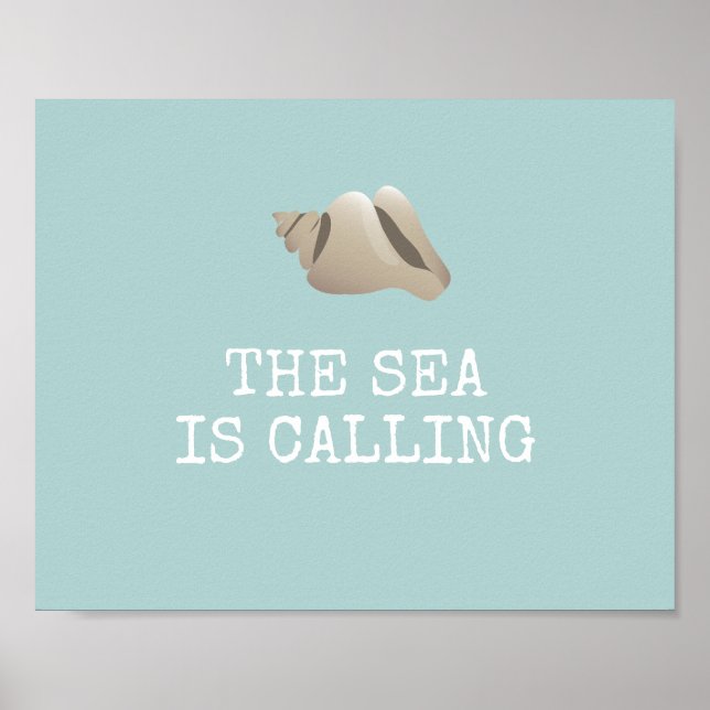 Poster La mer appelle | Seashell Personnaliser la plage (Devant)