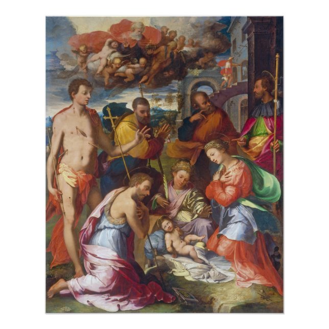 Poster La Nativité, 1534 (huile sur panneau) (Devant)