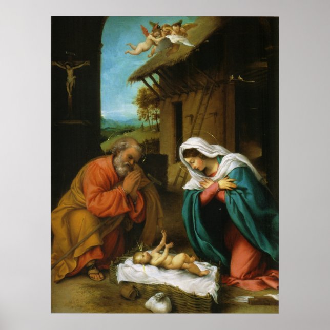 Poster La Nativité Christi Geburt par Lorenzo Lotto (Devant)