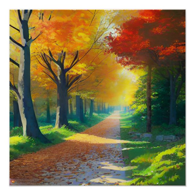 Poster La nature Les arbres d'automne dans la forêt (Devant)