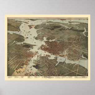 Poster La Norfolk, carte panoramique de VA - 1891