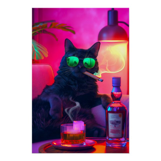 Poster La nuit de Don Gatto | Fancy Chat Boire Whiskey (Devant)