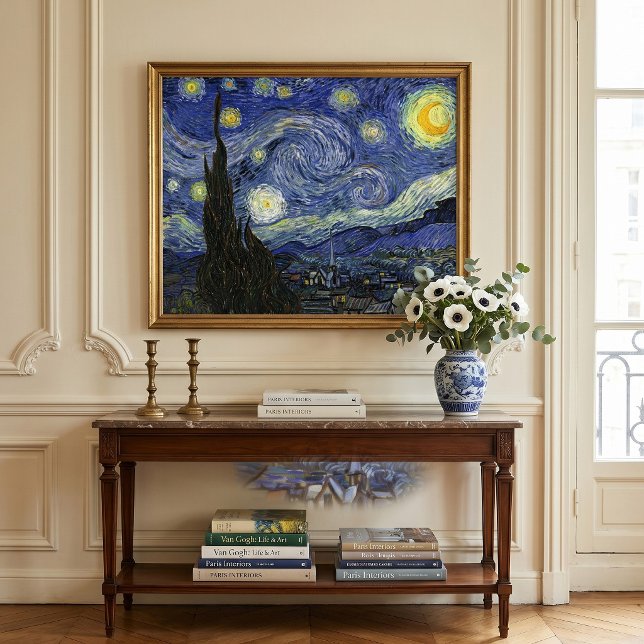 Poster La Nuit étoilée de Vincent van Gogh (Starry Night by Vincent van Gogh is a vintage fine art post impressionism painting.)