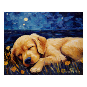Poster La nuit étoilée - Golden Retriever Dog 002 - Qian