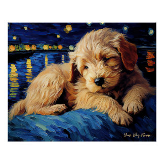 Poster La nuit étoilée - Goldendoodle Dog 003 - Qian wan