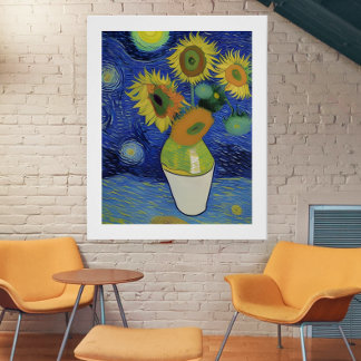 Poster La Nuit étoilée Rencontre Les Fleurs De Soleil De