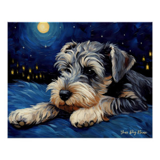 Poster La nuit étoilée - Schnauzer Dog 001 - Qian wan Go