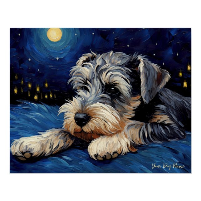 Poster La nuit étoilée - Schnauzer Dog 001 - Qian wan Go (Devant)