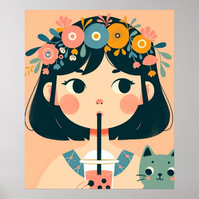 Poster “La petite fille au bubble tea“ (Devant)