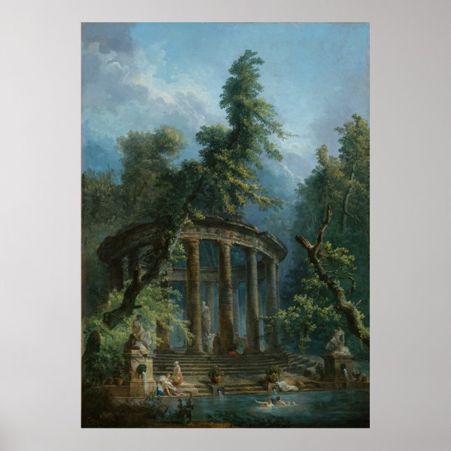 Poster La piscine - Hubert Robert (Devant)