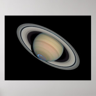Poster La planète Saturne avec aurores