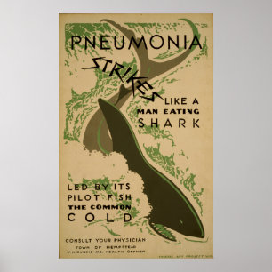 Poster La Pneumonie Grève Comme Un Homme Qui Mange Du Req