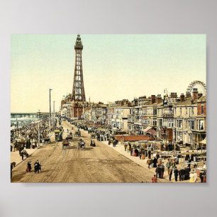 Poster La promenade, classique Photochr de Blackpool,