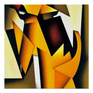 Poster La Queue Marquant Le Chien Art Géométrique Abstrai