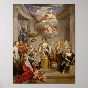 Poster La Reine Anne présent des plans des militaires de