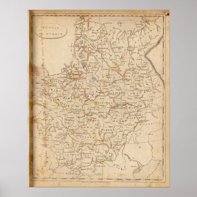 Poster La Russie en Europe Carte par Arrowsmith (Devant)