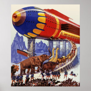 Poster La science-fiction vintage, animaux sauvages de