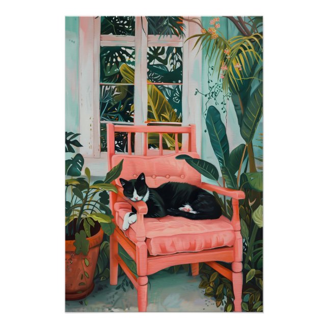 Poster La sieste tropicale : Le rêve de chat au paradis r (Devant)
