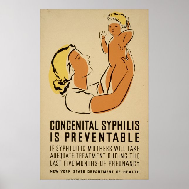 Poster La syphilis est évitable Vintage 1939 WPA Santé (Devant)