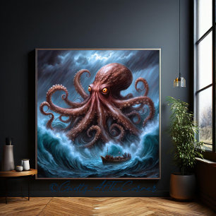Poster La tempête de mer du monstre Kraken