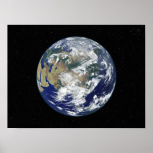 Poster La terre entièrement allumée portée sur l'Asie