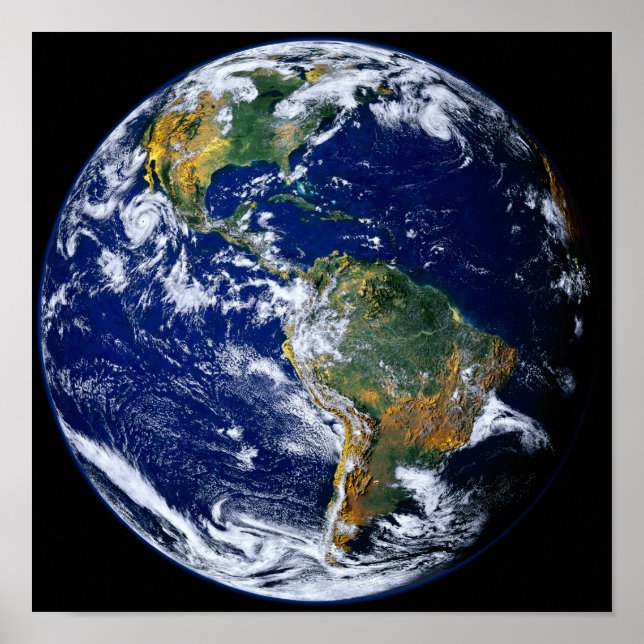 Poster La Terre Pleine Montre Les Amériques (Devant)