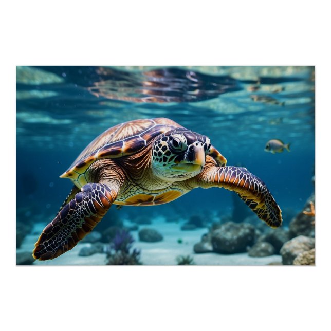 Poster La tortue de mer dans l'océan (Devant)