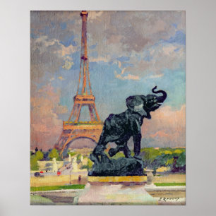Poster La Tour Eiffel et l'éléphant de Fremiet