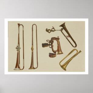 Poster La trompette de cavalerie, un bugle, une trompette
