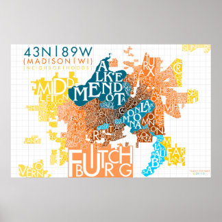 Poster La typographie du quartier de Madison *MISE À JOUR