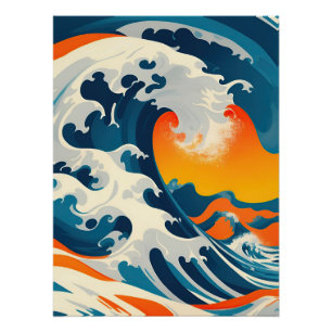 Poster La vague japonaise Vintage parfaite