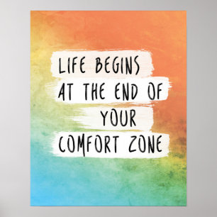 Poster La vie commence à la fin de votre citation de zone