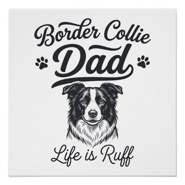 Poster La vie de papa Border Collie est rude conception d (Devant)