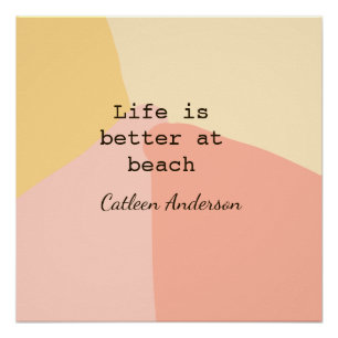 Poster La vie est meilleure à la plage jaune orange bohèm