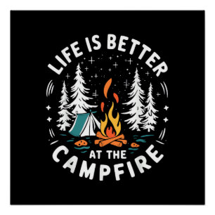Poster La vie est meilleure au feu de camp drôle de campi