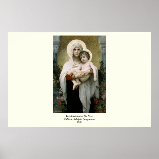 Poster La Vierge des Roses de Bouguereau (1903) (Devant)