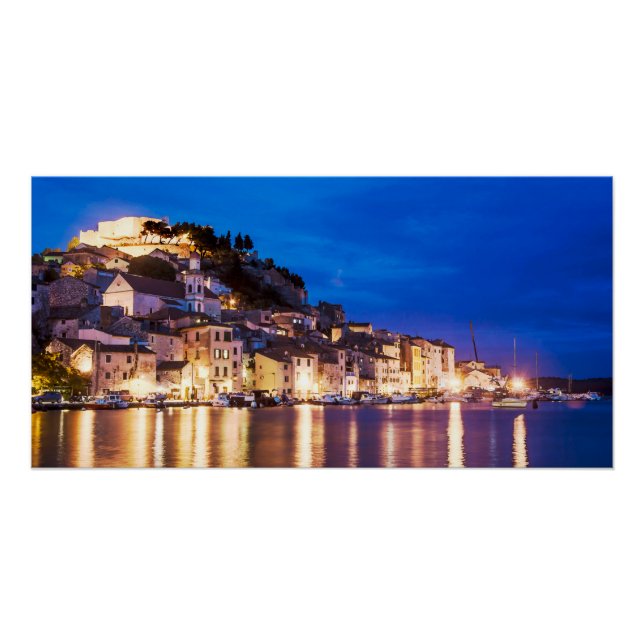 Poster La ville croate de Sibenik la nuit (Devant)