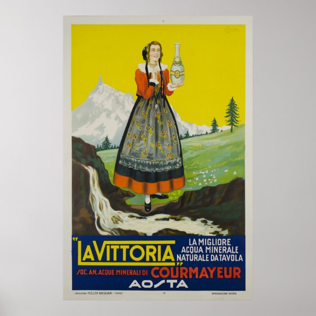Poster La Vittoria, Courmayeur, Acque minerali, (Devant)