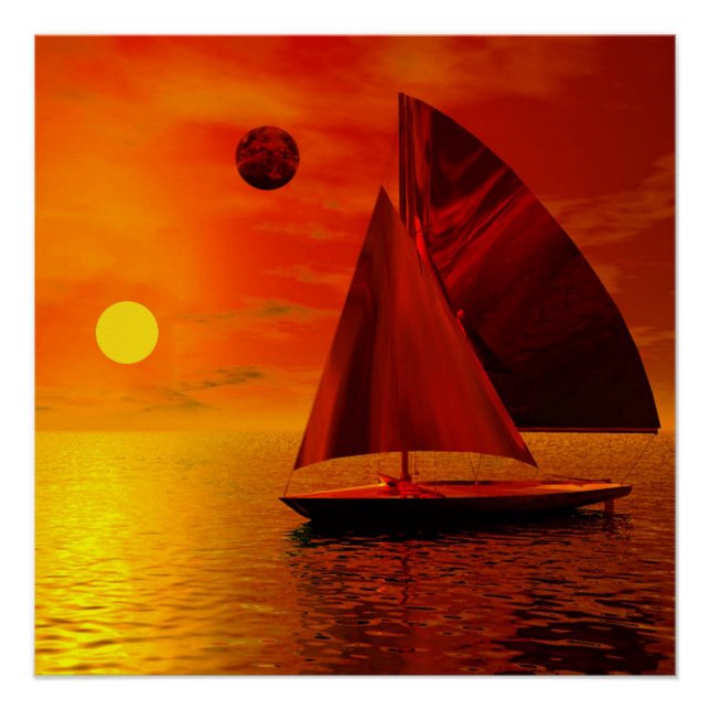 Poster La voile au coucher du soleil (Devant)
