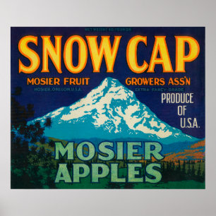 Poster Label Apple Crate Casquette de neigeMosier, OU