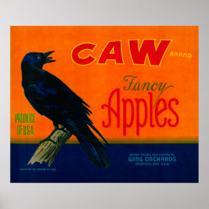 Poster Label Caw Apple Crate Medford, OU