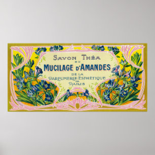 Poster Label de savon Mucilage D'AmandesParis, France