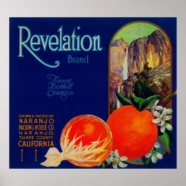 Poster Label orange de la révélationNaranjo, CA (Devant)