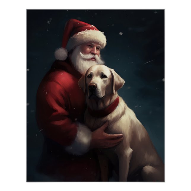 Poster Labrador avec le Père Noël Festif Noël  (Devant)