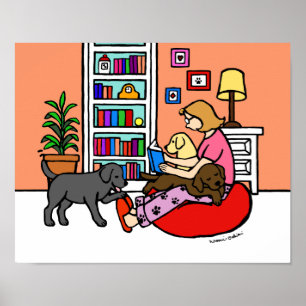 Poster Labrador Mom Lecture du dessin