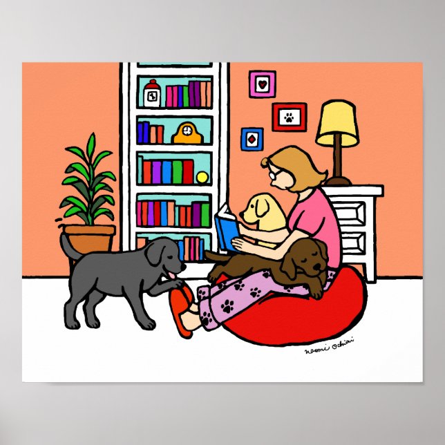 Poster Labrador Mom Lecture du dessin (Devant)