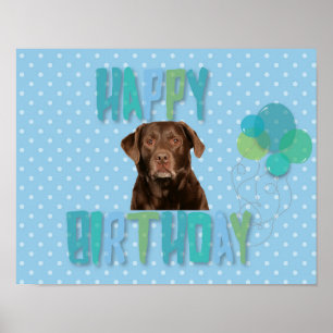 Poster Labrador Retriever Dog Joyeux anniversaire