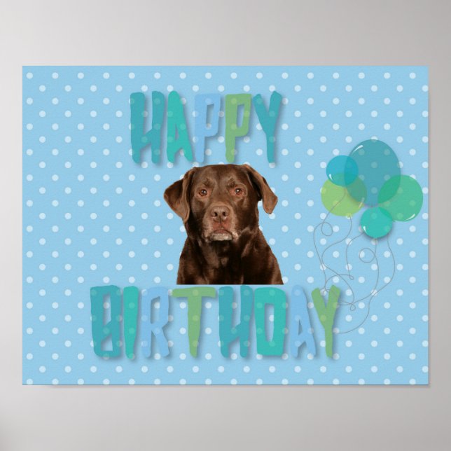 Poster Labrador Retriever Dog Joyeux anniversaire (Devant)