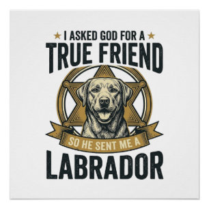 Poster Labrador Vrai Ami Conception Vintage Amateur de Ch
