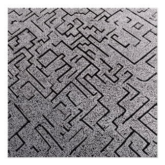 Poster Labyrinthe Intrigué Noir et Blanc